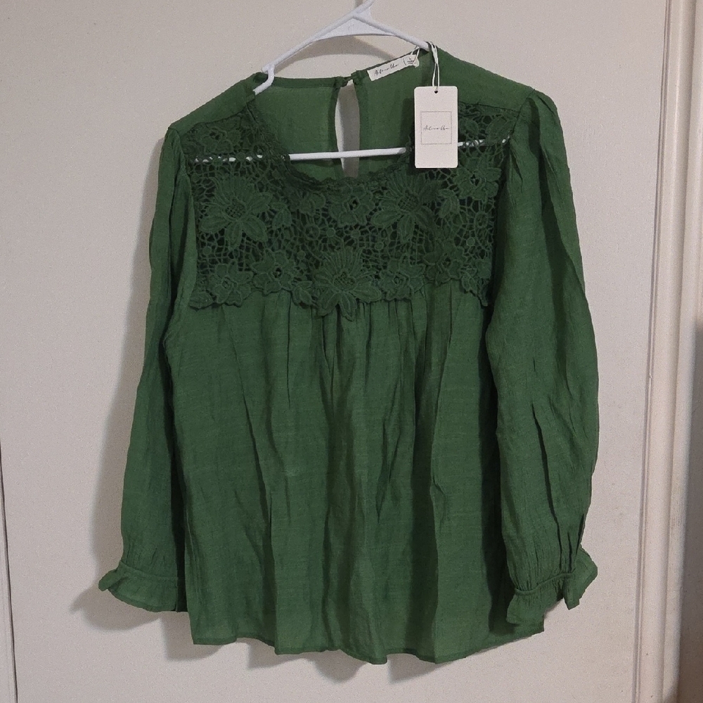 Forest Green Lace Blouse